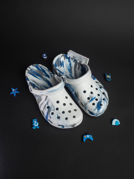 Crocs blue white grey