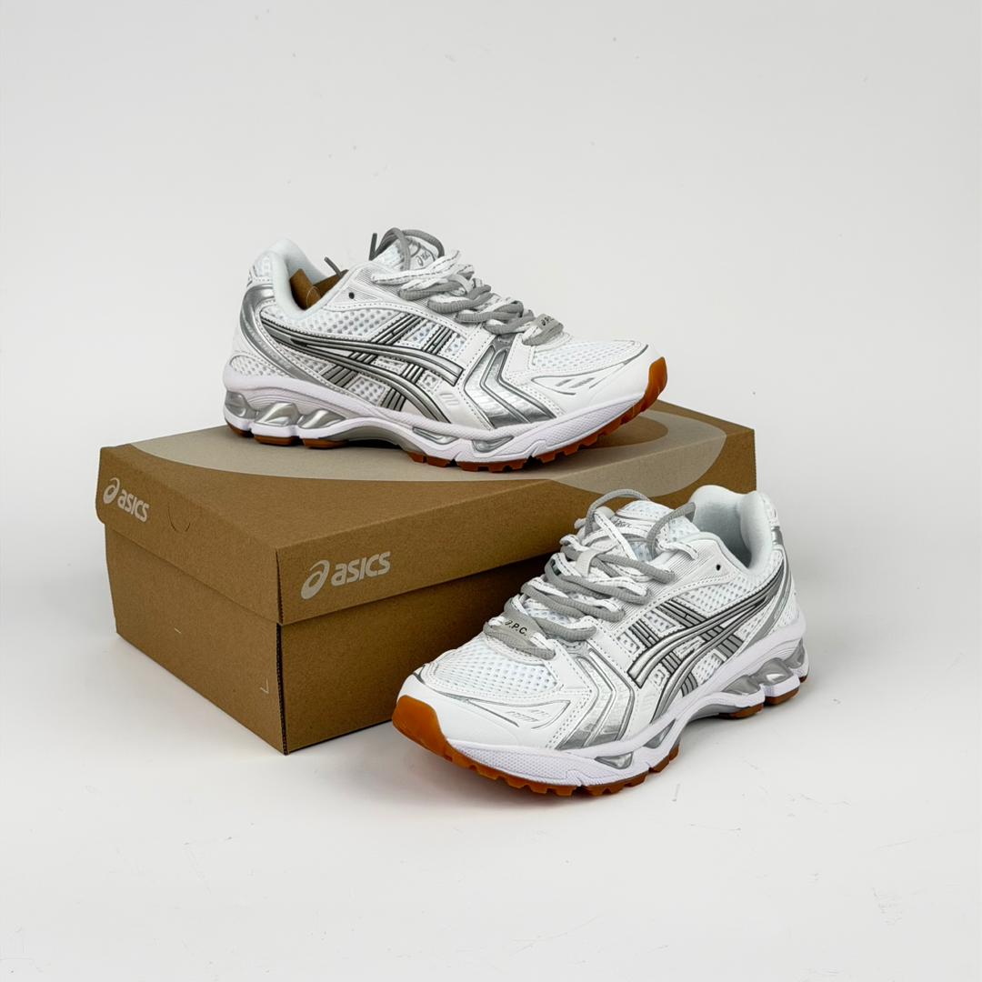 Asics kayano 14 white silver femmes double lacier