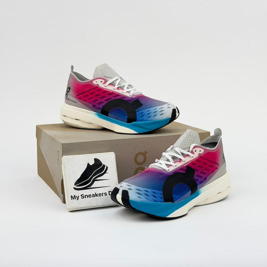 on cloudboom strike blue pink